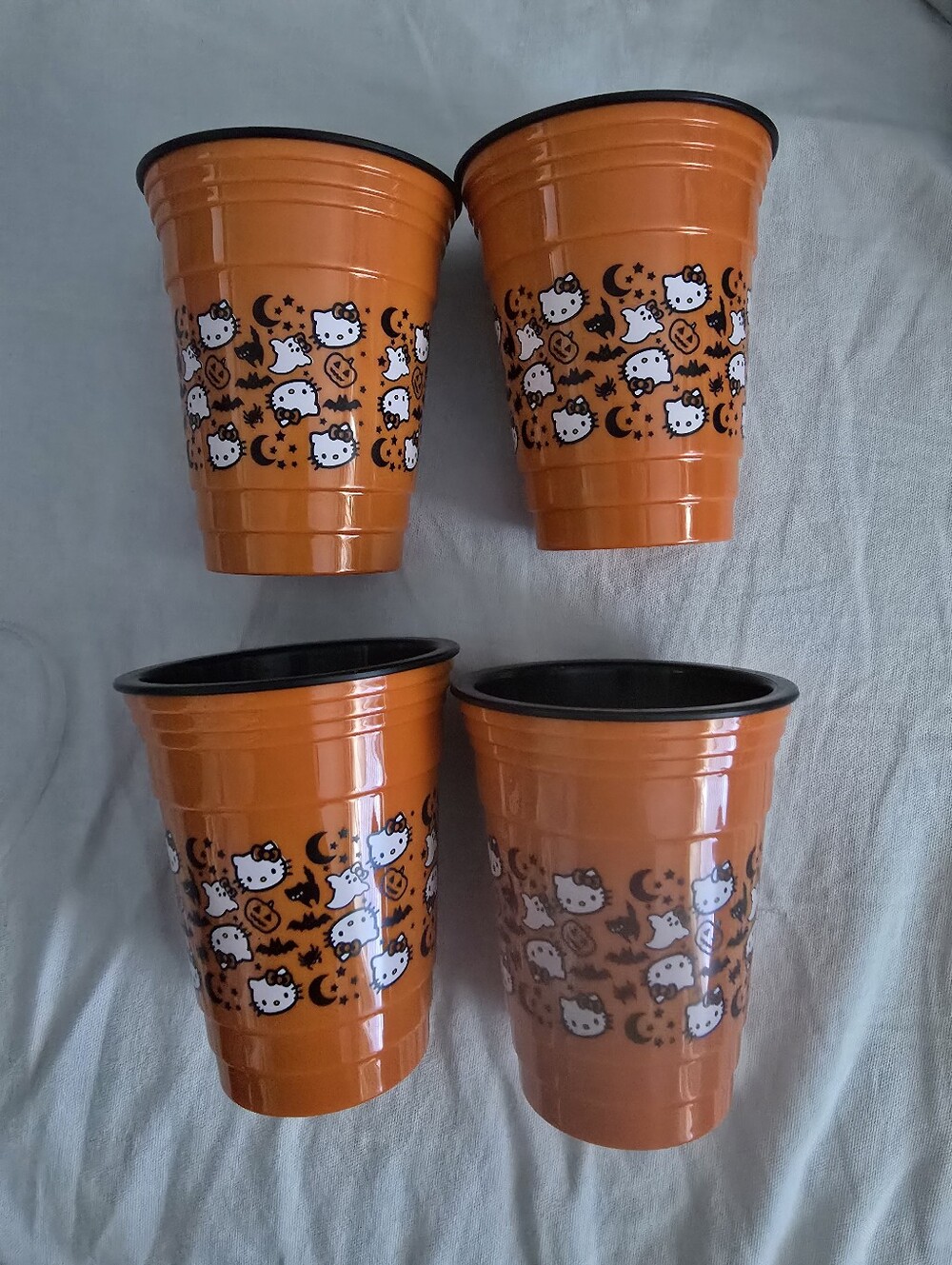Hello Kitty Orange Halloween Party 4 Pc  Cups - Ghost & Pumpkin Design
